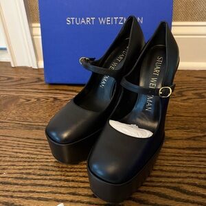 Stuart Weitzman Black Platform Mary Janes